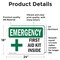 Signmission First Aid Kit Inside With Symbol, 24 in W x Rectangle, Vinyl Decal OS-2PACK-EM-D-1824-L-10372 - alternate 5
